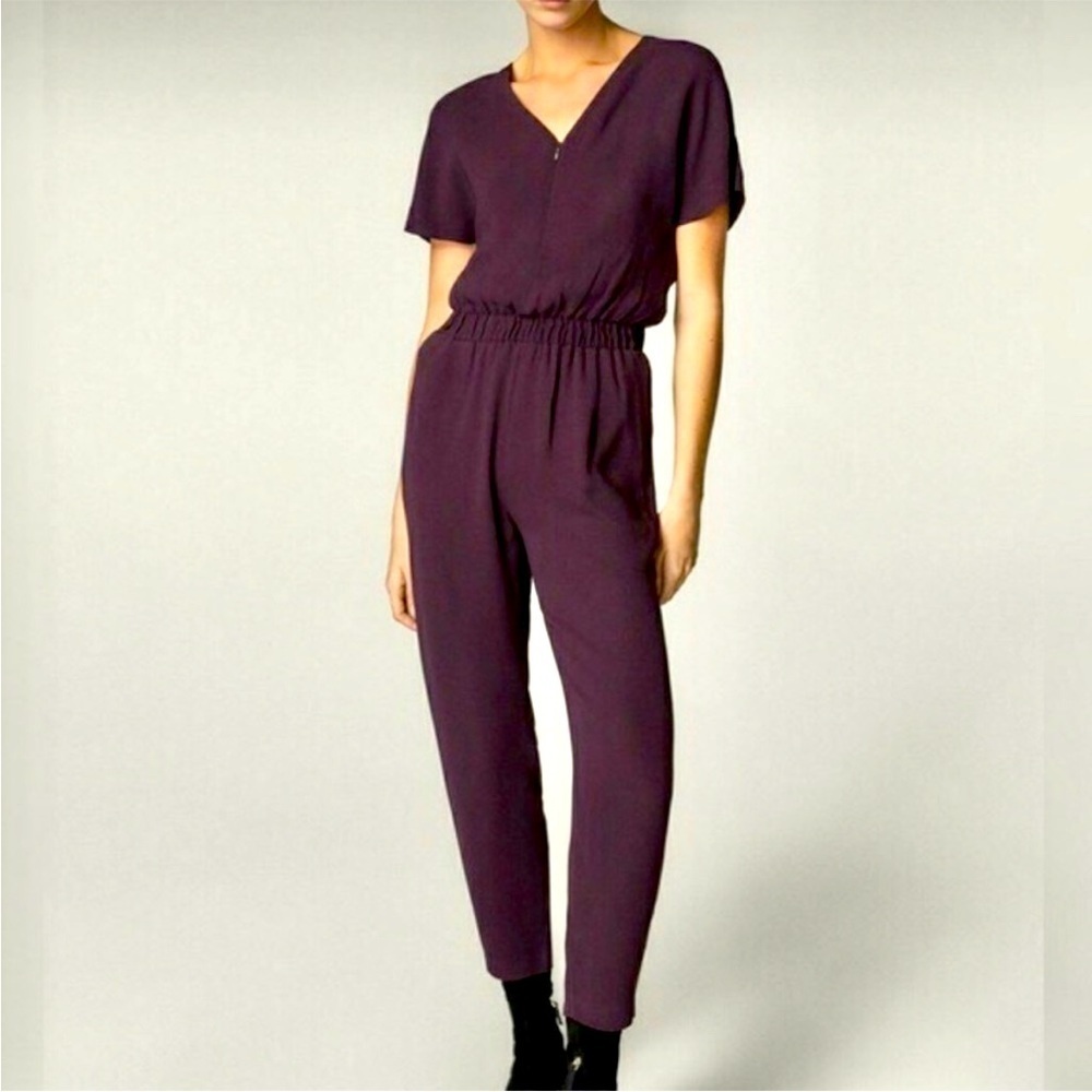 Massimo Dutti Plum Purple Zip-Front Jumpsuit - Size 32/2